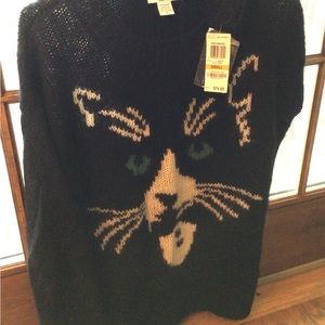 Macy’s - Bar III - Sz: Sm - Black W/Cat Face Brand New W/Tags